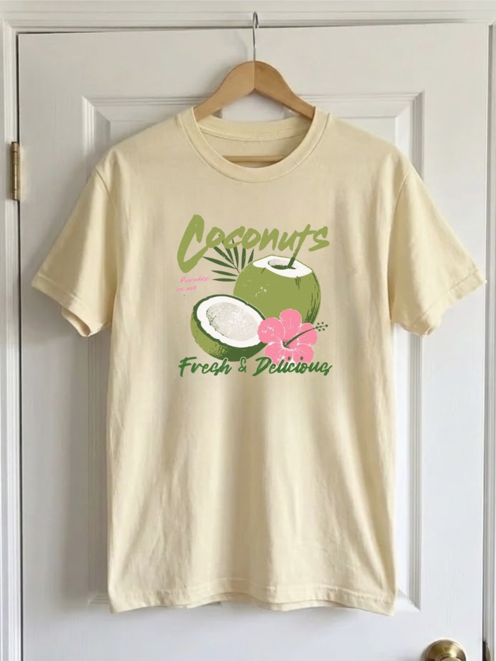 Coconuts Graphic Tee Unisex Off White Style Vintage Size L